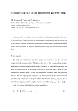 Misiurewicz Points in One-Dimensional Quadratic Maps