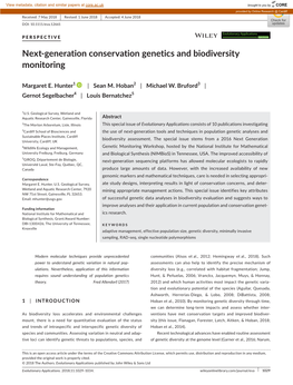 Next‐Generation Conservation Genetics and Biodiversity Monitoring