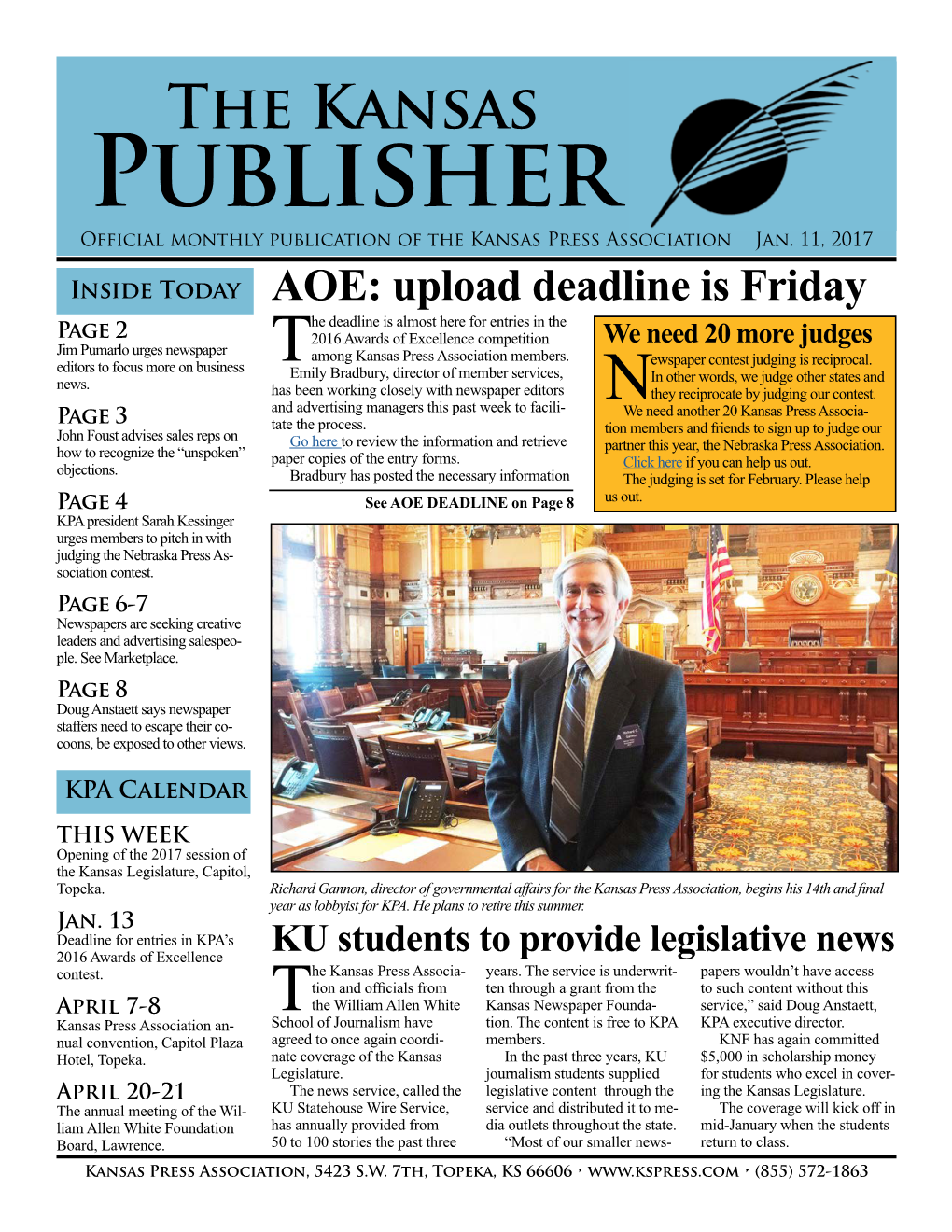 Kansas Publisher Official Monthly Publication of the Kansas Press Association Jan