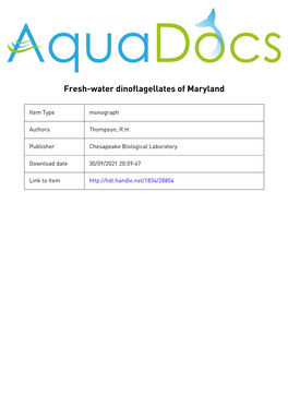 Fresh-Water Dinoflagellates of Maryland
