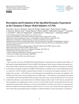 Description and Evaluation of the Specified-Dynamics Experiment In
