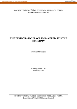 The Democratic Peace Unraveled: It’S the Economy
