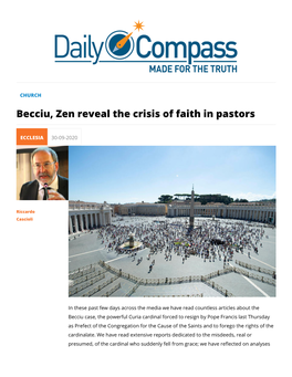 Becciu, Zen Reveal the Crisis of Faith in Pastors
