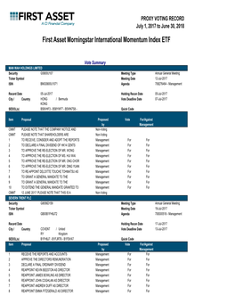 First Asset Morningstar International Momentum Index ETF