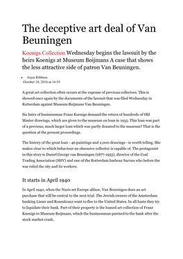 The Deceptive Art Deal of Van Beuningen