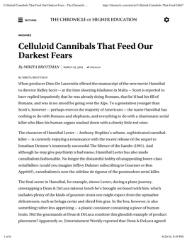 Celluloid Cannibals That Feed Our Darkest Fears - the Chronicle
