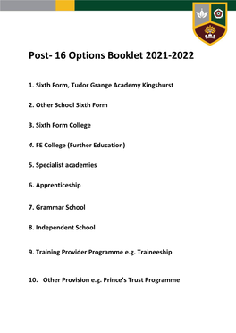 Post- 16 Options Booklet 2021-2022