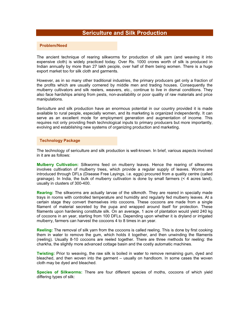 Sericulture and Silk Production