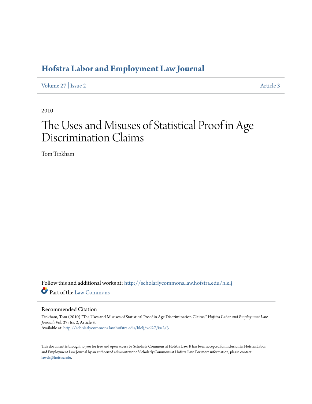 The Uses and Misuses of Statistical Proof in Age Discrimination Claims