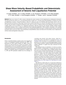Shear-Wave Velocity–Based Probabilistic and Deterministic Assessment of Seismic Soil Liquefaction Potential