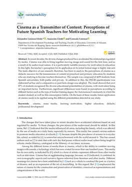 Cinema As a Transmitter of Content: Perceptions of Future Spanish Teachers for Motivating Learning