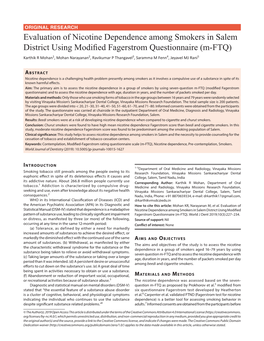 Evaluation of Nicotine Dependence Among