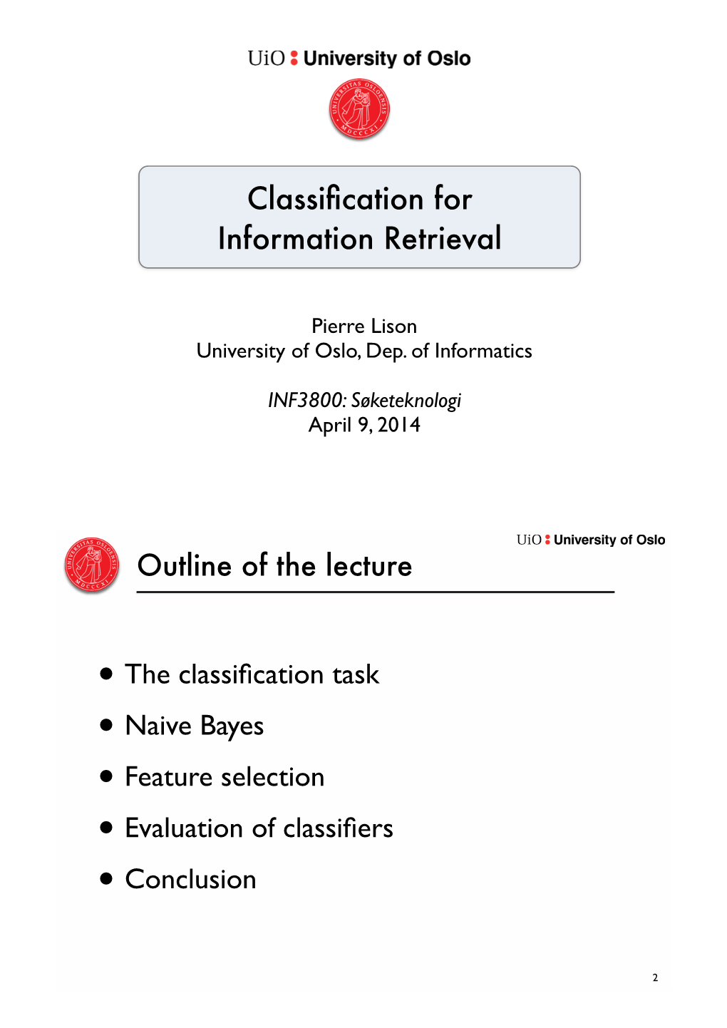 Classification for Information Retrieval