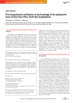 Lepidopteran Fauna of Gioia Tauro Plain, South Italy (Lepidoptera)