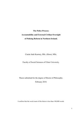 The Police Process: Accountability and External