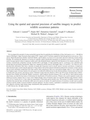 Using the Spatial and Spectral Precision of Satellite Imagery to Predict Wildlife Occurrence Patterns