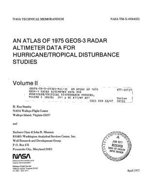 An Atlas of 1975 Geos-3 Radar Altimeter Data for Hurricane/Tropical Disturbance Studies