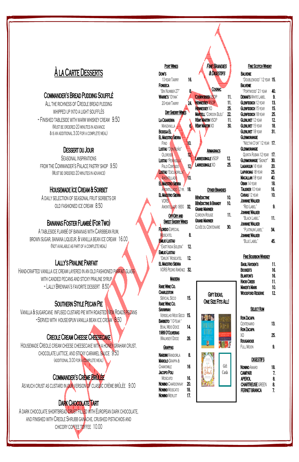 À La Carte Desserts Dow’S & Digestifs Balvenie 10-Year Tawny 16