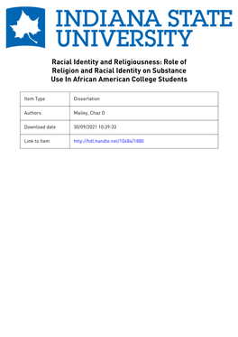 Effects of Religion and Racial Identity on Substance