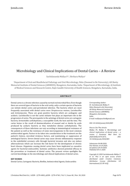 Microbiology and Clinical Implications of Dental Caries – a Review