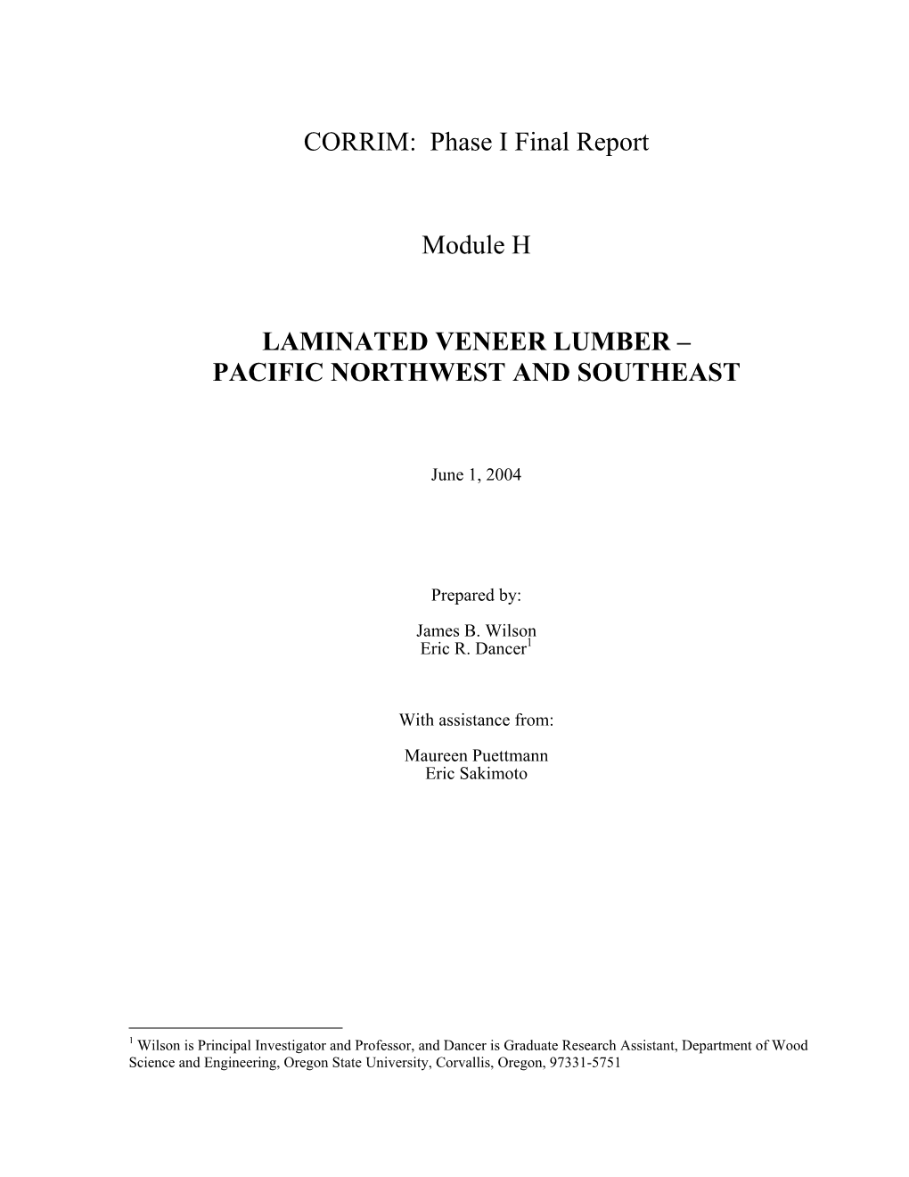 Laminated Veneer Lumber – Pacific Northwest and Southeast