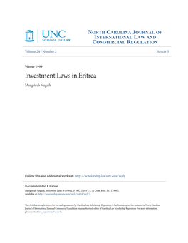 Investment Laws in Eritrea Mengsteab Negash