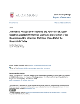 A Historical Analysis of the Pioneers and Advocates of Autism Spectrum Disorder