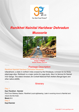 Ranikhet Nainital Haridwar Dehradun Mussorie