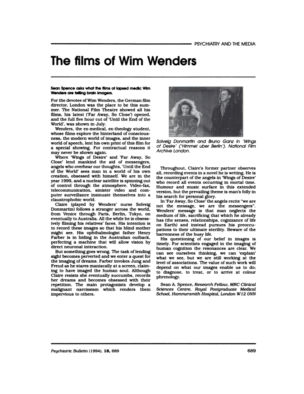 The Films of Wim Wenders