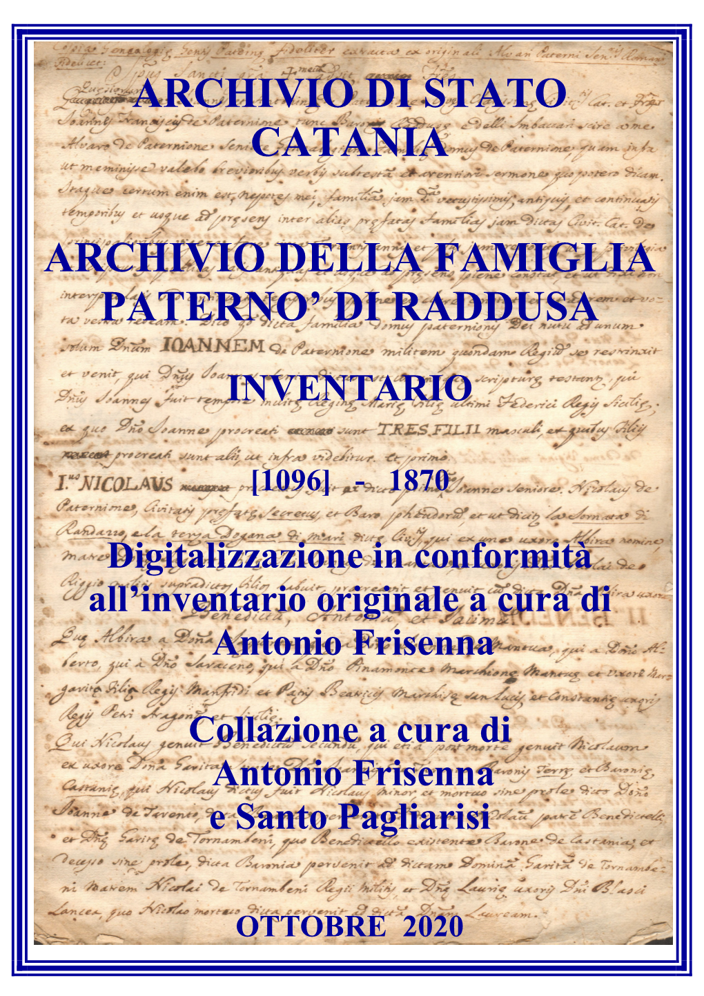 Archivio Di Stato Catania Archivio Della Famiglia