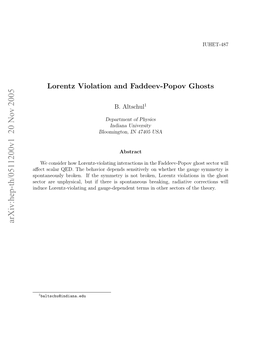Lorentz Violation and Faddeev-Popov Ghosts