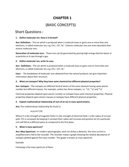 CHAPTER 1 (BASIC CONCEPTS) Short Questions