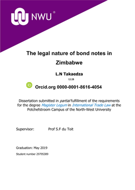 The Legal Nature of Bond Notes in Zimbabwe