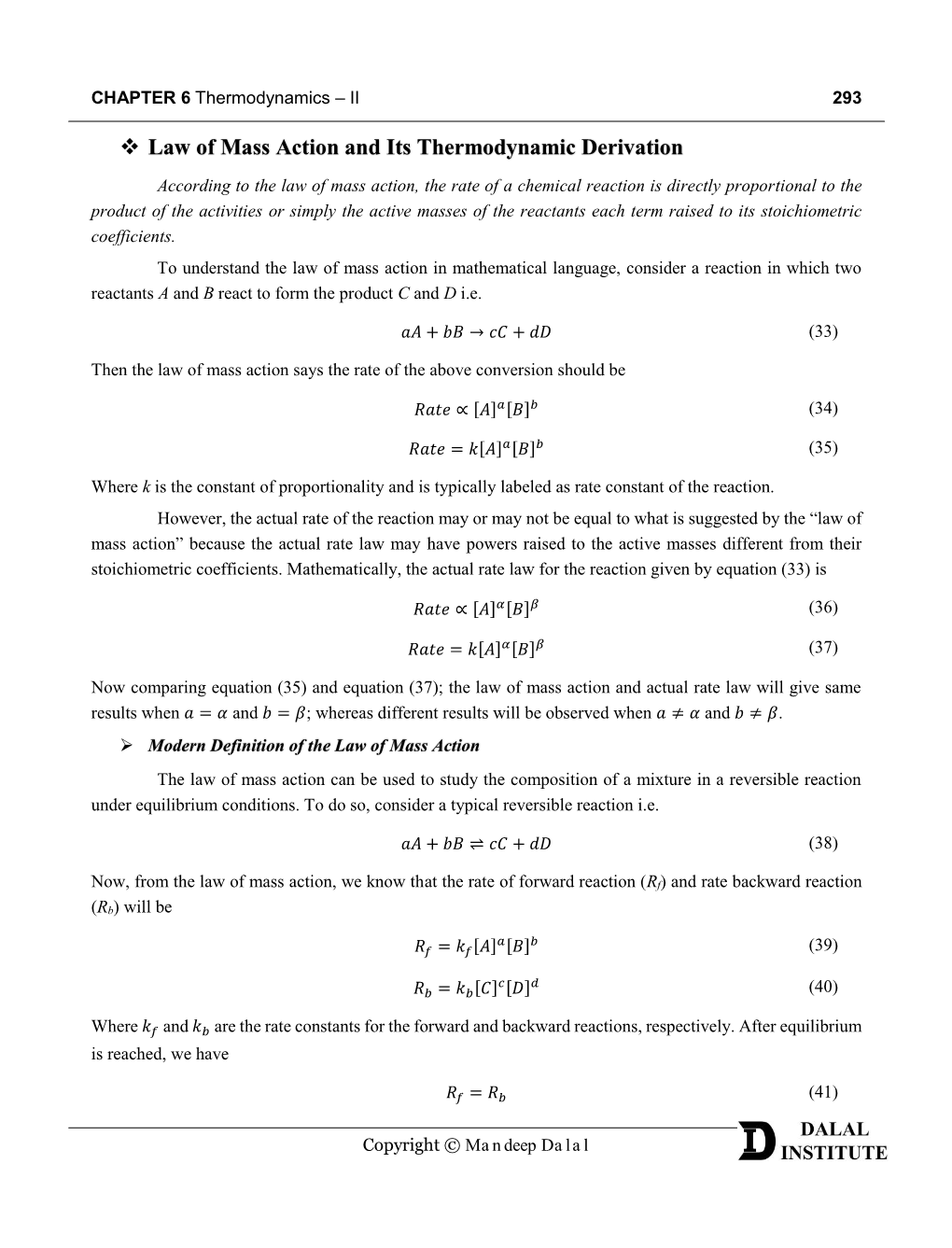 Law of Mass Action and Its Thermodynamic Derivation