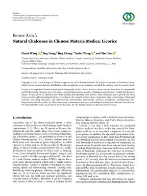 Natural Chalcones in Chinese Materia Medica: Licorice