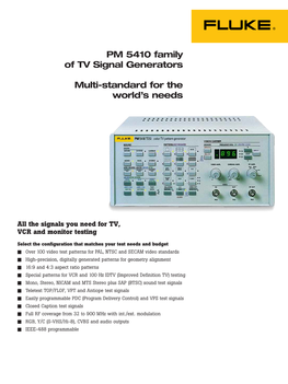 PM 5410 Family of TV Signal Generators Multi-Standard for The