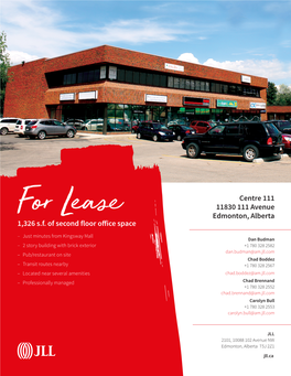 1,326 S.F. of Second Floor Office Space 11830 111 Avenue Edmonton
