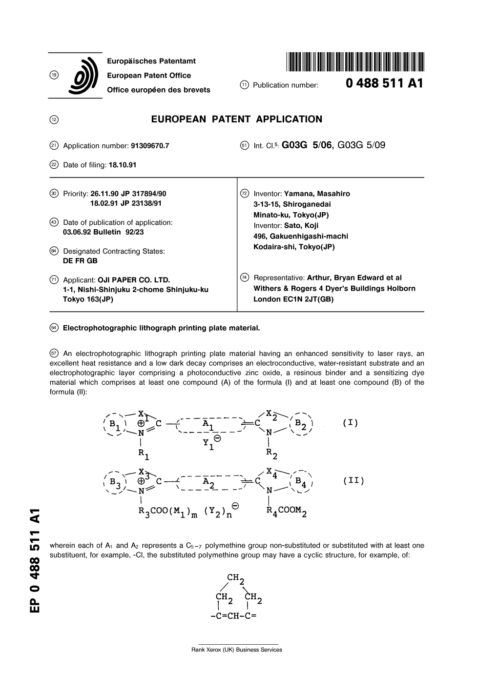 Electrophotographic Lithograph Printing Plate Material