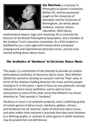 The Aesthetics of 'Hardness' in Electronic Dance Music