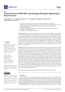 Nexus Between PI3K/AKT and Estrogen Receptor Signaling in Breast Cancer