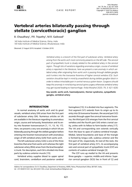 Vertebral Arteries Bilaterally Passing Through Stellate (Cervicothoracic) Ganglion B