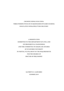 Crowdfunding Our Cities: Three Perspectives on Stakeholder Dynamics During Innovative Infrastructure Delivery