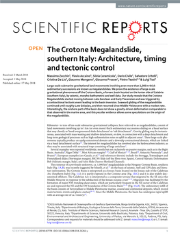 The Crotone Megalandslide, Southern Italy: Architecture, Timing And