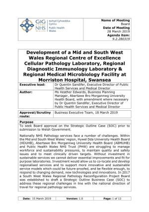 Development of a Mid and South West Wales Regional Centre Of