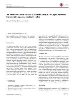 An Ethnobotanical Survey of Useful Plants in the Agro Nocerino Sarnese (Campania, Southern Italy)