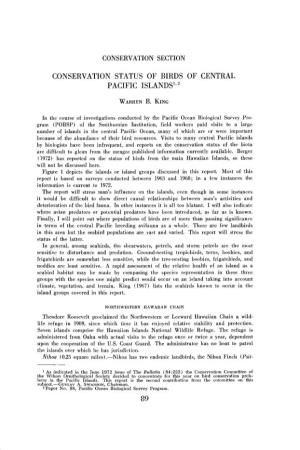 Conservation Status of Birds of Central Pacific Islands132