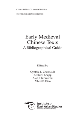 Early Medieval Chinese Texts a Bibliographical Guide