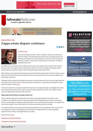Zappa Estate Dispute Continues
