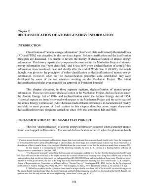 Chapter 5. DECLASSIFICATION of ATOMIC ENERGY INFORMATION