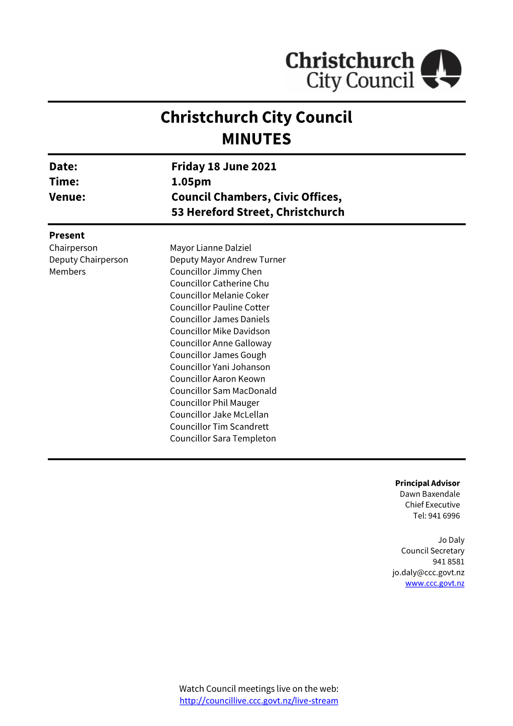 Minutes of Council